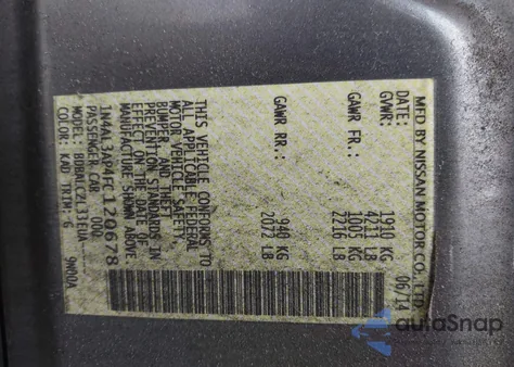 2015 Nissan Altima 2.5/2.5 S/2.5 Sl/2.5 Sv from USA, damaged, VIN 1N4AL3AP4FC120678